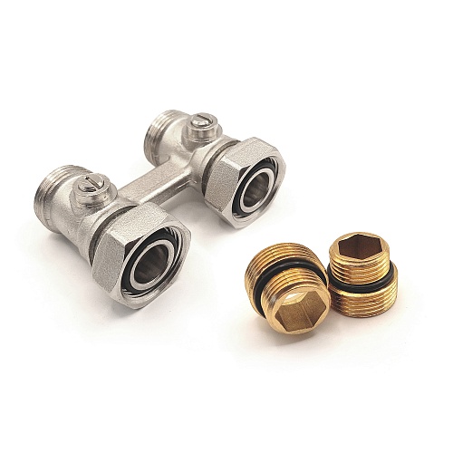 Узел Н-образный для нижнего подключения радиатора прямой, латунь  3/4", индивидуальная упаковка, никелированный, RTP