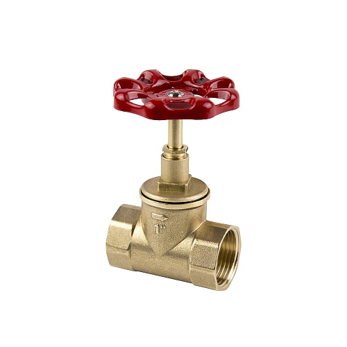 Вентиль запорный, латунь  1/2", индивидуальная упаковка, желтый, РТП