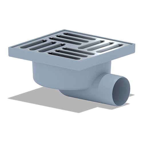 Трап горизонтальный не регулируемый с сухим затвором решетка нержавеющая сталь ВК ПП 150/150х50, серый,АНИ TQ5112