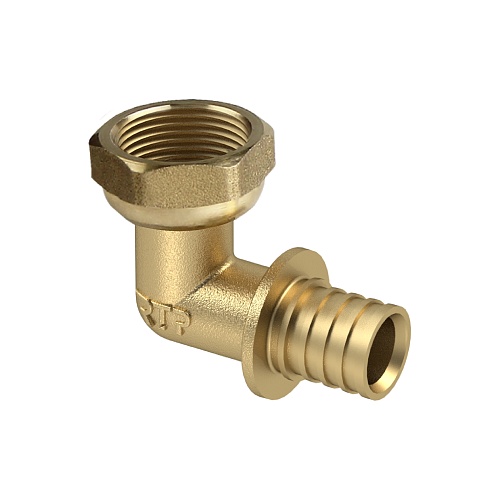 Угольник с накидной гайкой аксиальный, латунь,20х1/2", желтый, RTP